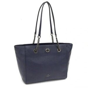 Like New Coach Turnlock Chain Leather Shoulder Bag Purse